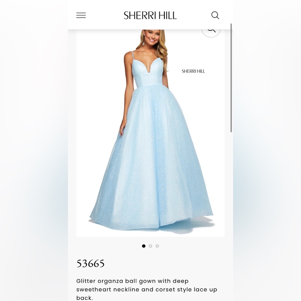 Sherri Hill White Glitter Organza Ball Gown